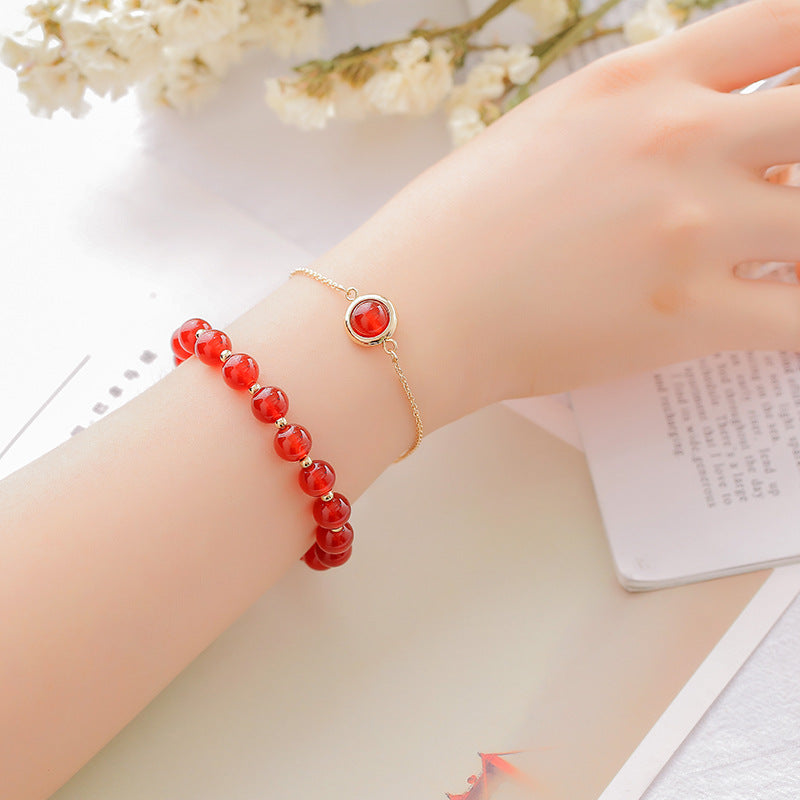 Women's Strawberry Quartz Attracting Male Pink Crystal Lucky Beads Bracelets