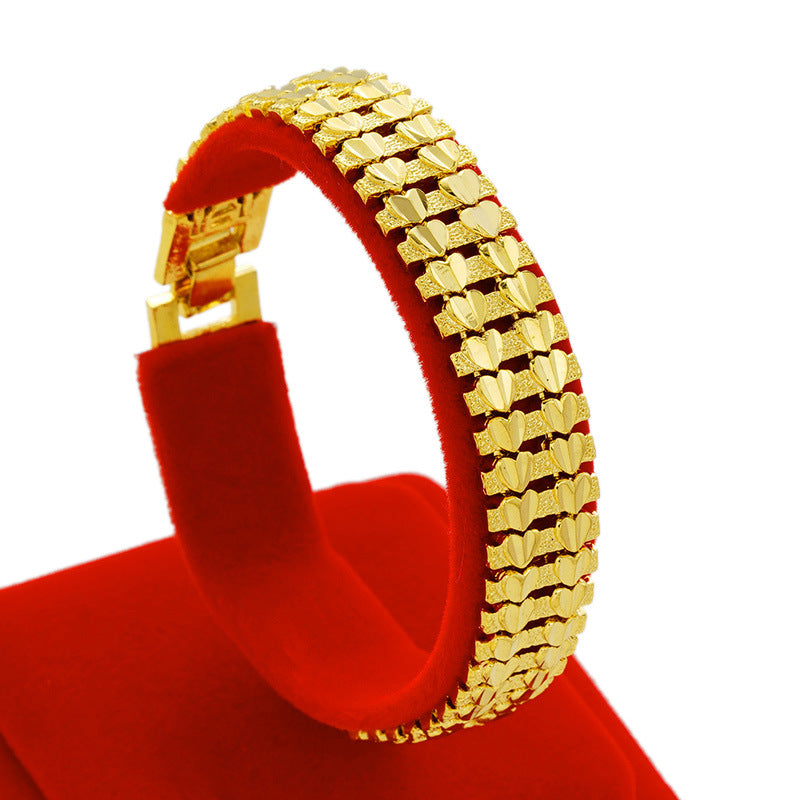 Bracelets de montre plaqués laiton super larges pour hommes Placer Gold