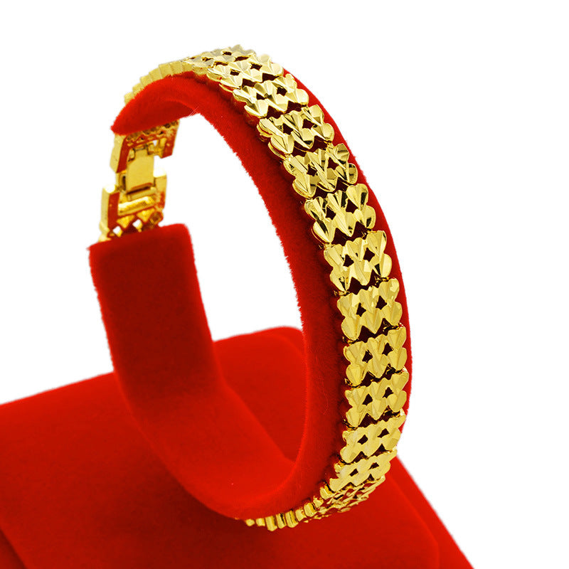 Men's Placer Gold Super Wide Brass Plated Watch Bracelets