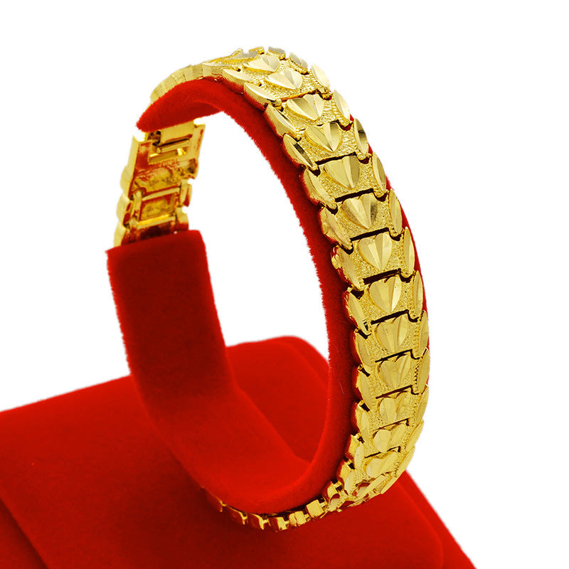 Bracelets de montre plaqués laiton super larges pour hommes Placer Gold