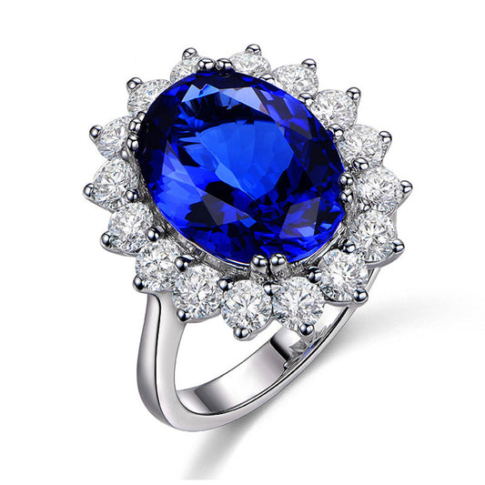 Bagues colorées plaquées or blanc saphir tanzanite