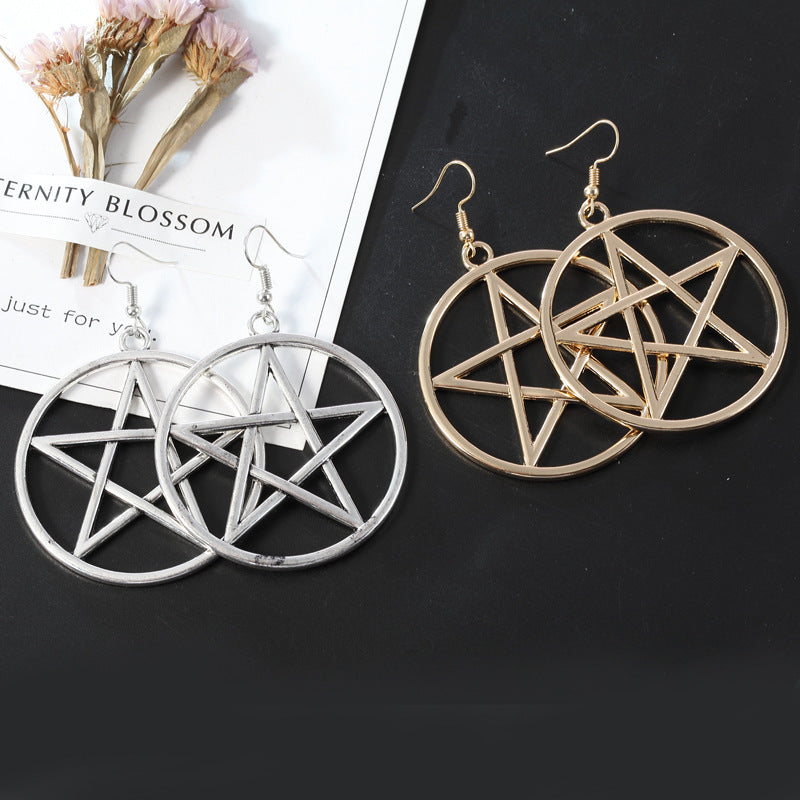 Boucles d'oreilles américaines à la mode, grandes étoiles à cinq branches exagérées