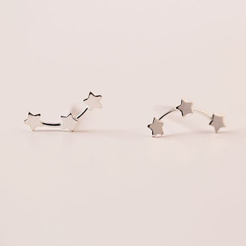 Simple Three-piece With Row Star Ear Five-pointed Earrings