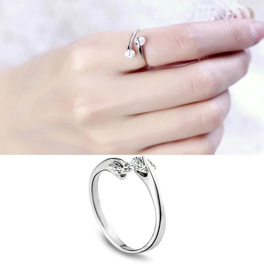 Women's Trendy Sier Loose Diamond Korean Fashion Rings