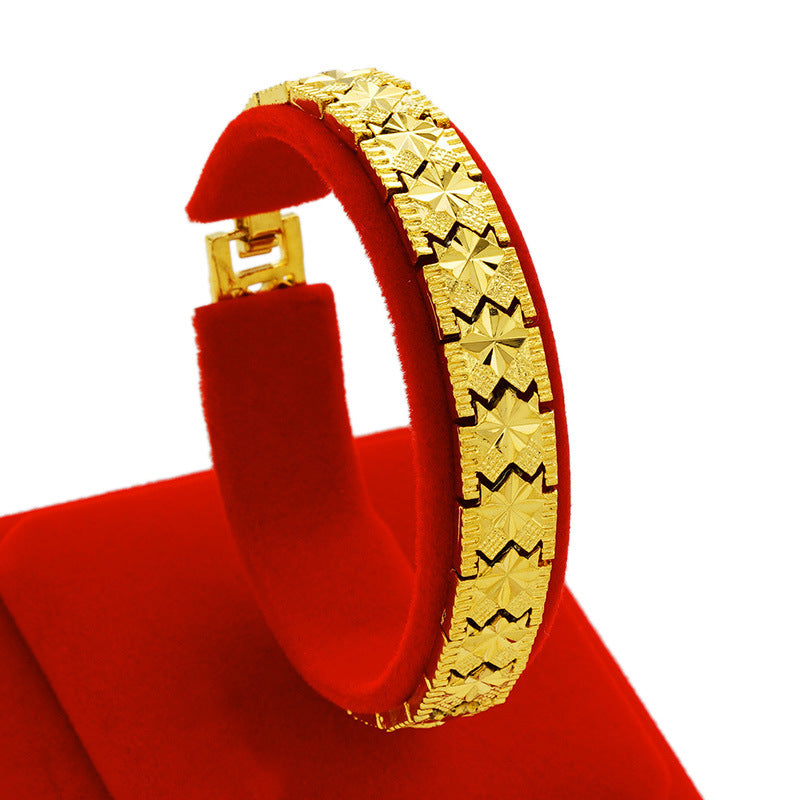 Men's Placer Gold Super Wide Brass Plated Watch Bracelets