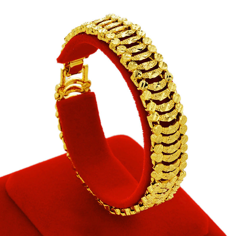 Bracelets de montre plaqués laiton super larges pour hommes Placer Gold