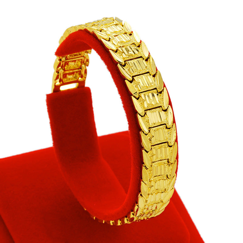 Bracelets de montre plaqués laiton super larges pour hommes Placer Gold