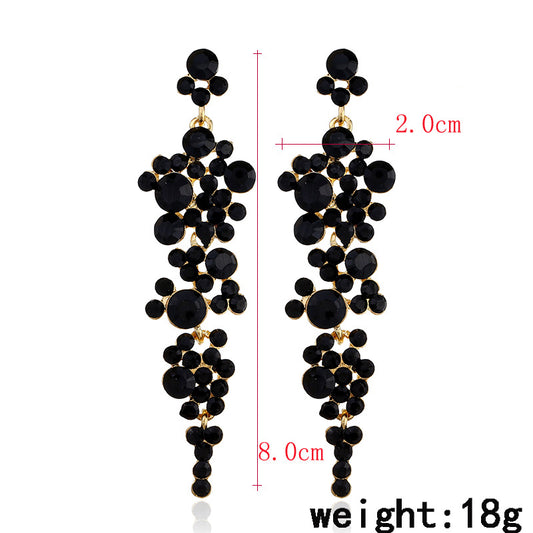 Exaggerated Rhinestone Dinner Dress Temperament And Earrings