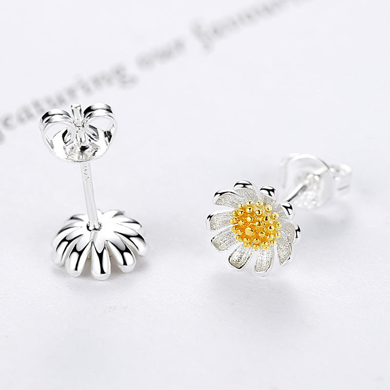 Flower Ear Female Little Daisy Sier-plated Rings