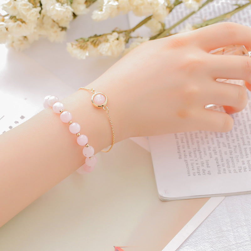 Women's Strawberry Quartz Attracting Male Pink Crystal Lucky Beads Bracelets