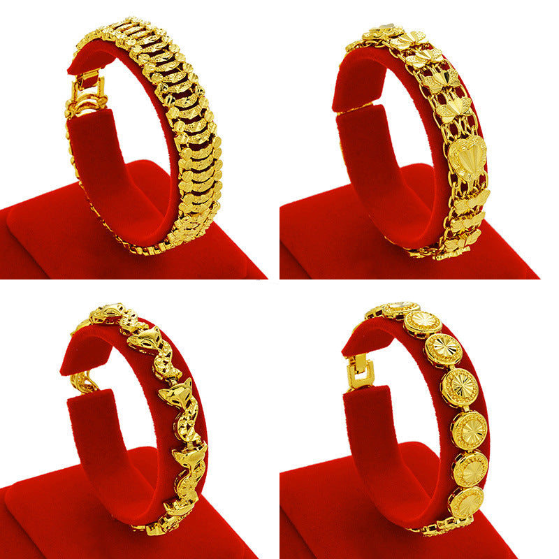 Bracelets de montre plaqués laiton super larges pour hommes Placer Gold