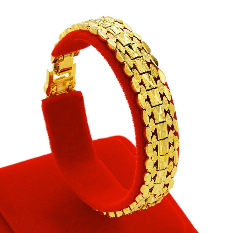 Bracelets de montre plaqués laiton super larges pour hommes Placer Gold