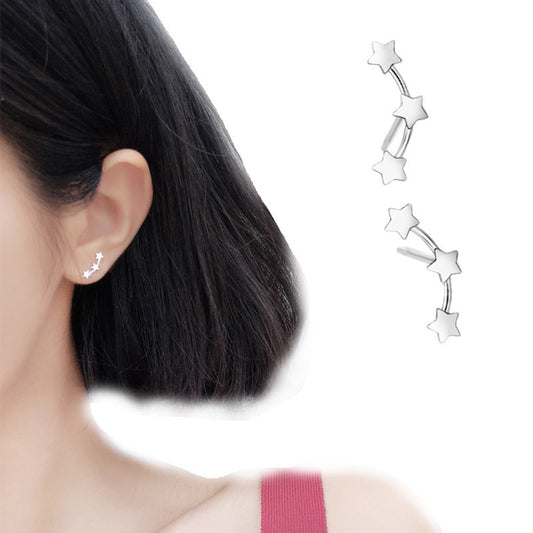 Simple Three-piece With Row Star Ear Five-pointed Earrings