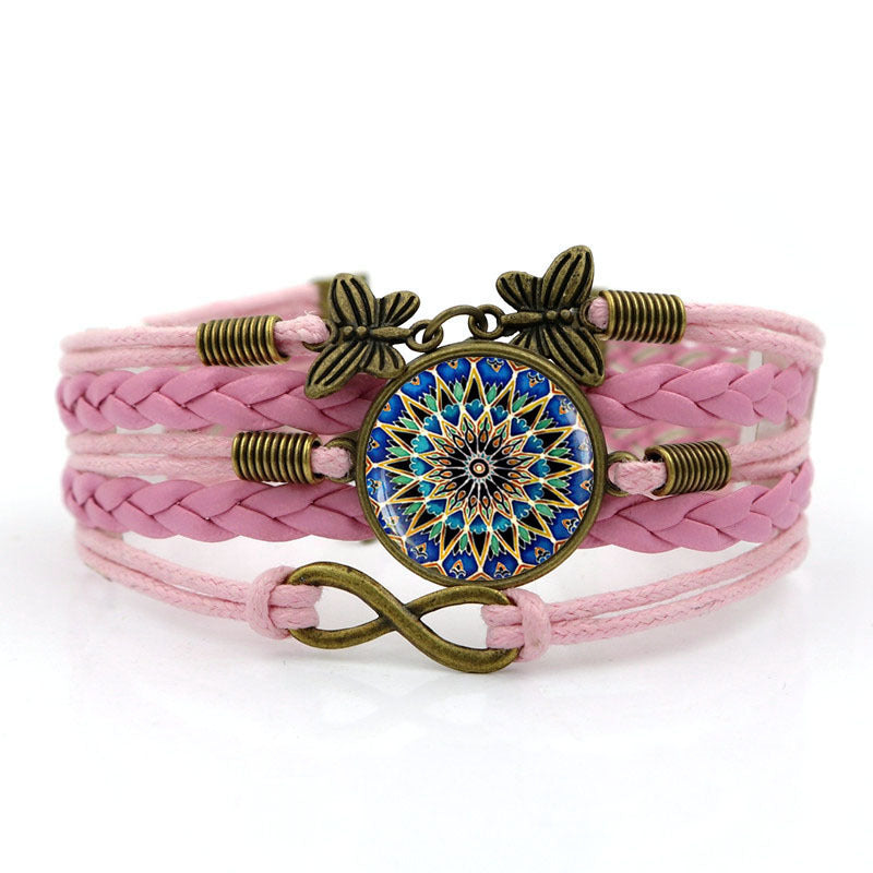 Damen-Mandala-Zeitstein-gewebte Retro-Infinite-Armbänder