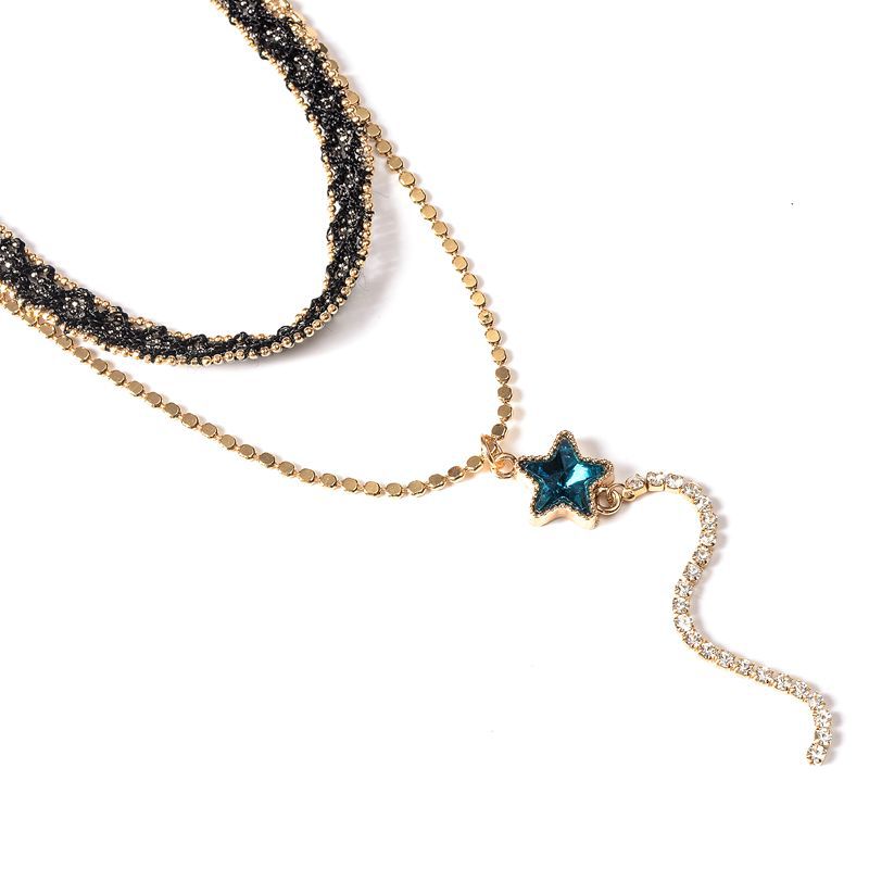 Women's Black Crystal Short Neckband Clavicle Chain Simple Mori Necklace