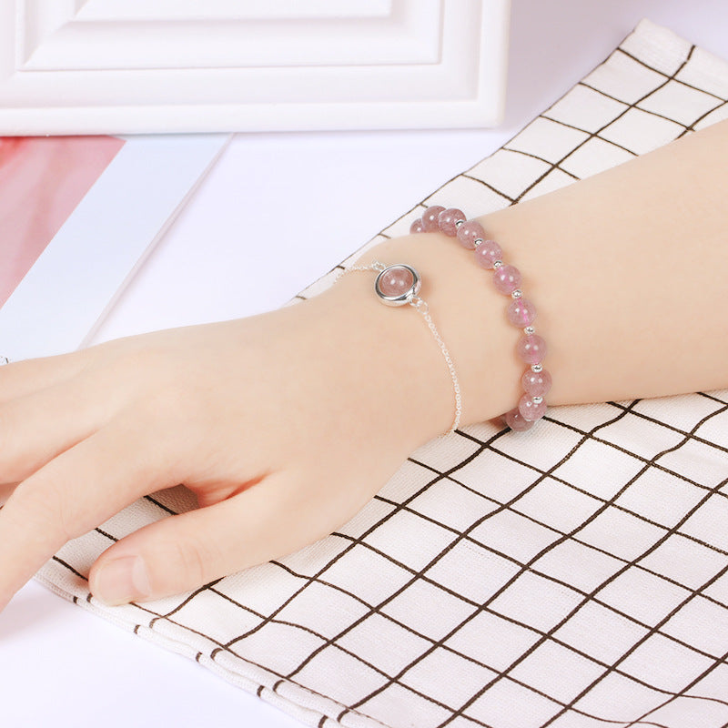 Bracelets à Quartz fraise pour femmes, attirant les hommes, perles porte-bonheur en cristal rose