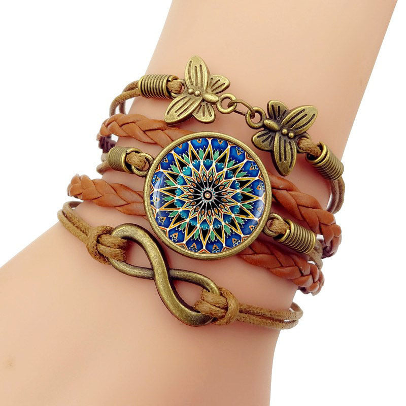 Damen-Mandala-Zeitstein-gewebte Retro-Infinite-Armbänder