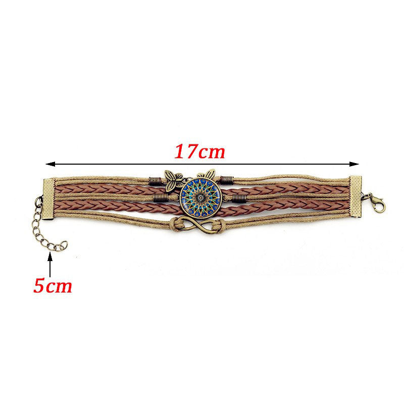 Damen-Mandala-Zeitstein-gewebte Retro-Infinite-Armbänder