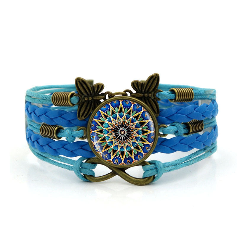 Damen-Mandala-Zeitstein-gewebte Retro-Infinite-Armbänder