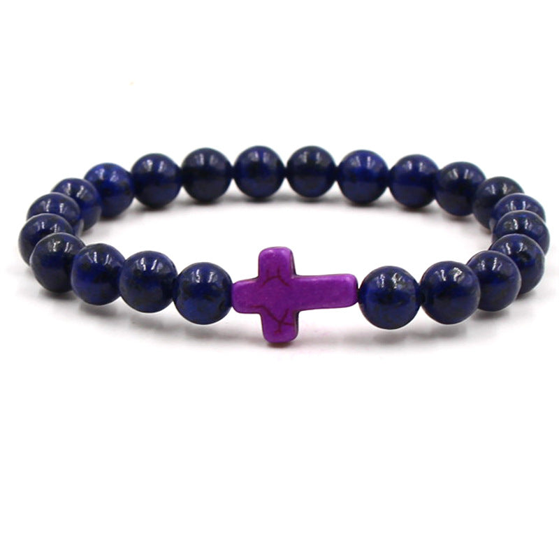 Turquoise Cross Natural Stone Buddha Beads Bracelets