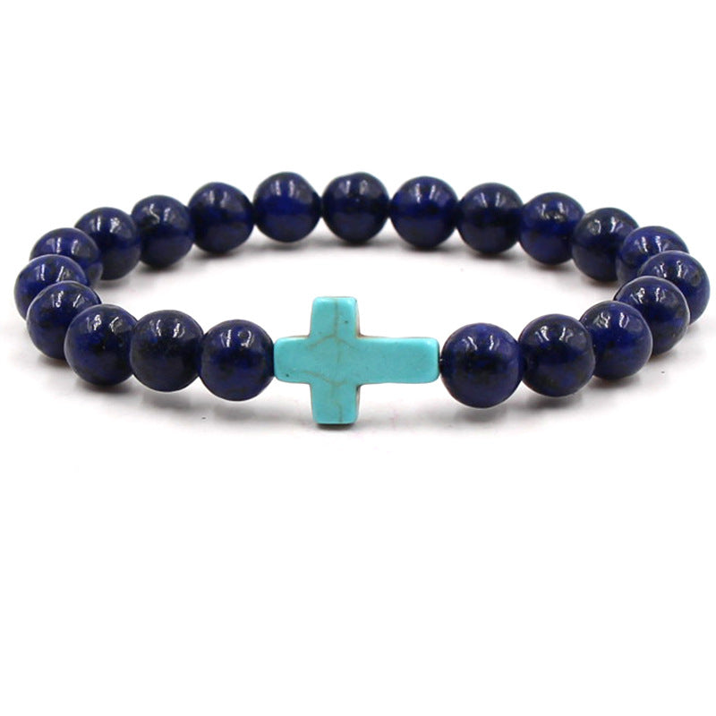 Turquoise Cross Natural Stone Buddha Beads Bracelets