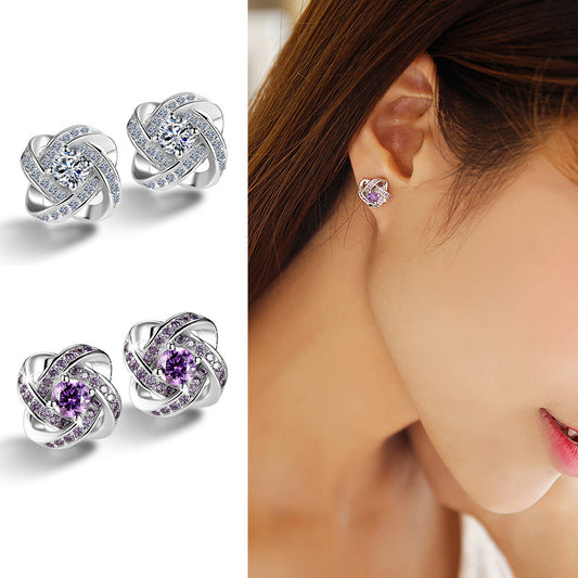 Fashion Trend Diamond Four Leaf Clover Ear Korean Style Earrings