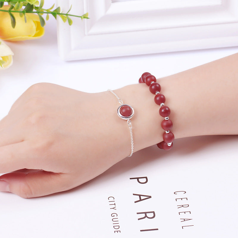 Bracelets à Quartz fraise pour femmes, attirant les hommes, perles porte-bonheur en cristal rose