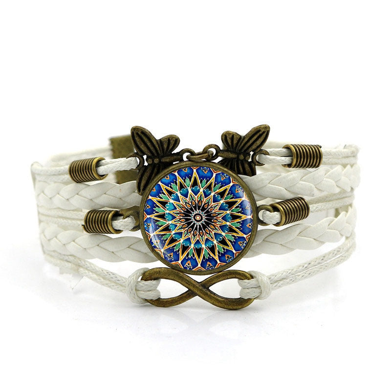 Damen-Mandala-Zeitstein-gewebte Retro-Infinite-Armbänder