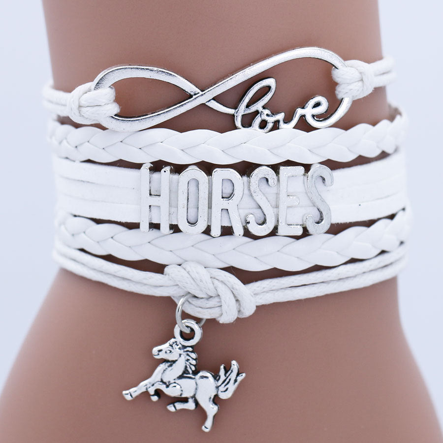 Pendentif en alliage de lettre de cheval, petits bracelets faits à la main