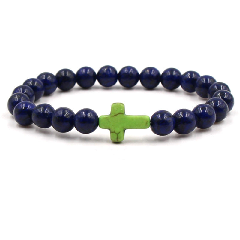 Turquoise Cross Natural Stone Buddha Beads Bracelets