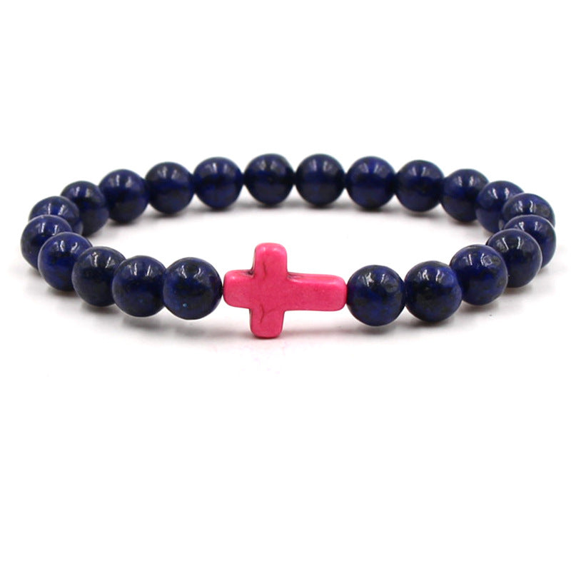 Turquoise Cross Natural Stone Buddha Beads Bracelets