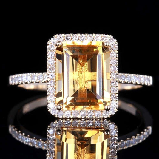 Fashion Champagne Square Diamond Engagement Group Rings