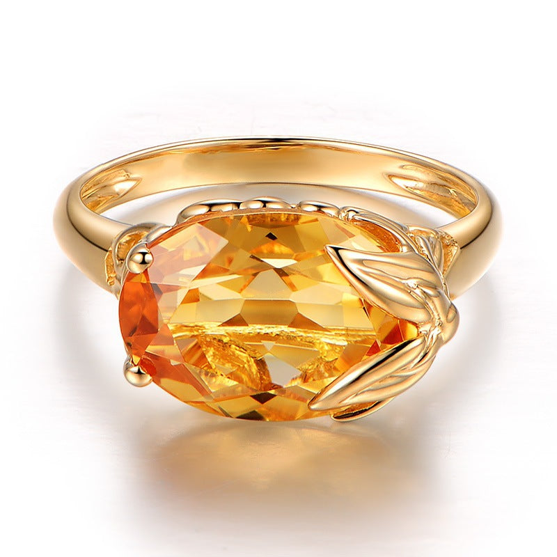 Stylish Citrine Gemstone Engagement Hand Jewelry Rings