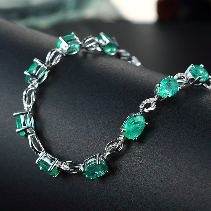 Colored Gems Series Creative Emerald Sier Bracelets