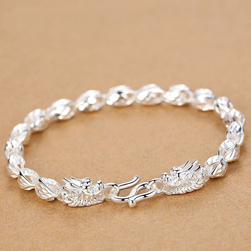 Men's Sier Plated Faucet Chinese Style For Domineering Bracelets