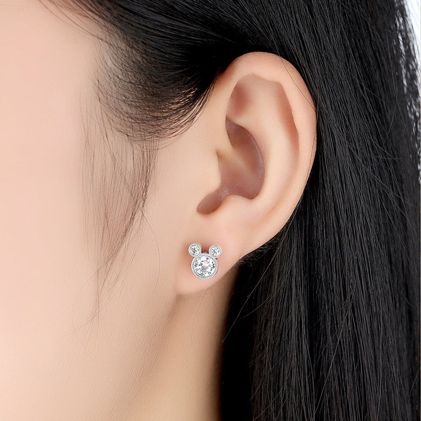 Damen-Ohrringe mit glitzerndem Mickey-Mouse-Diamant und Zirkon