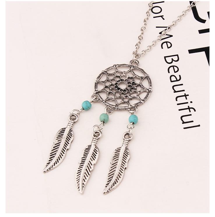 Fashion Vintage Feather Turquoise Clavicle Temperament Necklace