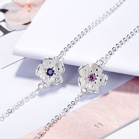 Pink Cherry Blossom Flower Fresh Female Simple Bracelets