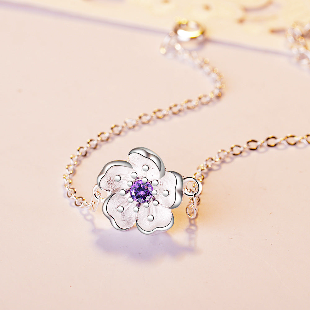 Pink Cherry Blossom Flower Fresh Female Simple Bracelets