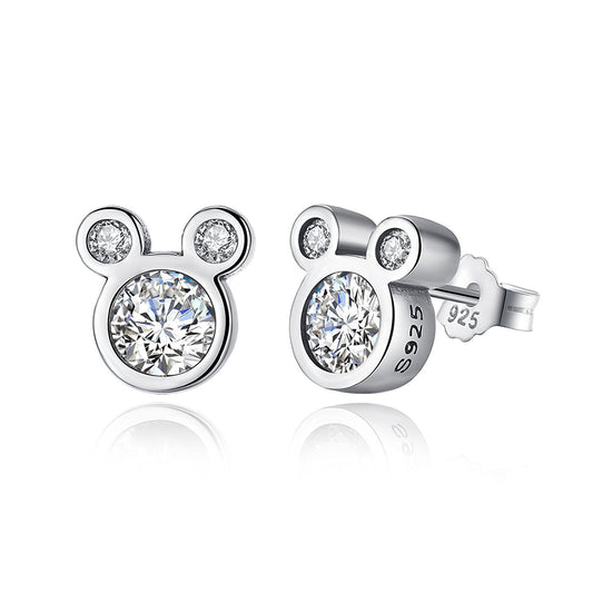 Damen-Ohrringe mit glitzerndem Mickey-Mouse-Diamant und Zirkon