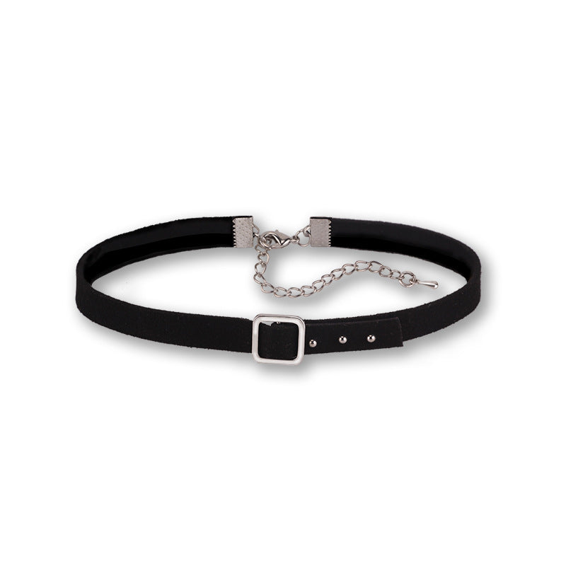 Female Simple Square Buckle Neckband Necklet Sexy Necklace