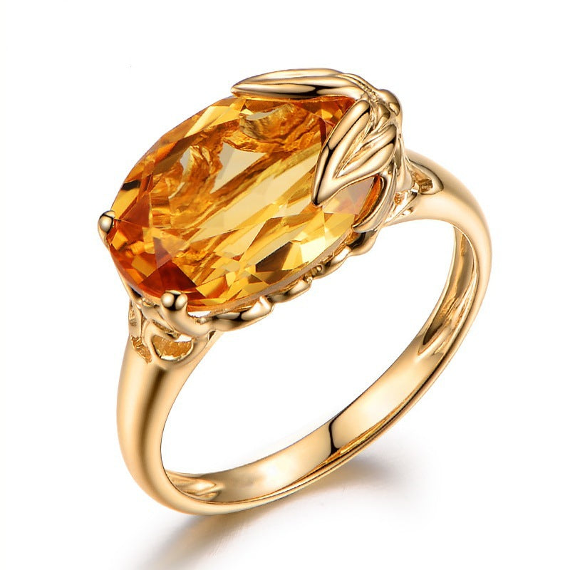 Stylish Citrine Gemstone Engagement Hand Jewelry Rings