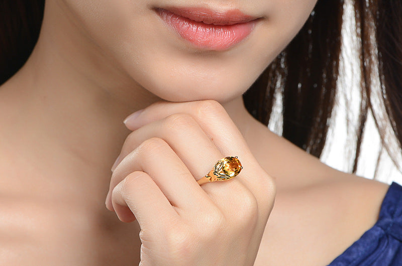 Stylish Citrine Gemstone Engagement Hand Jewelry Rings