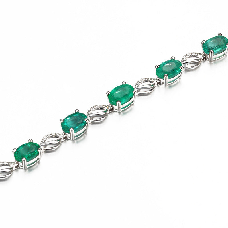 Colored Gems Series Creative Emerald Sier Bracelets