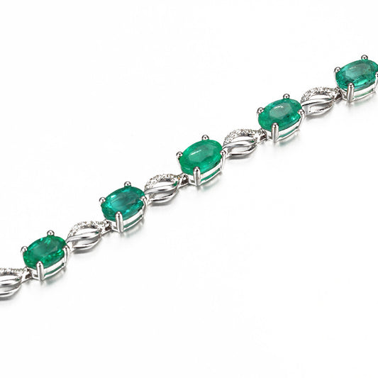 Colored Gems Series Creative Emerald Sier Bracelets