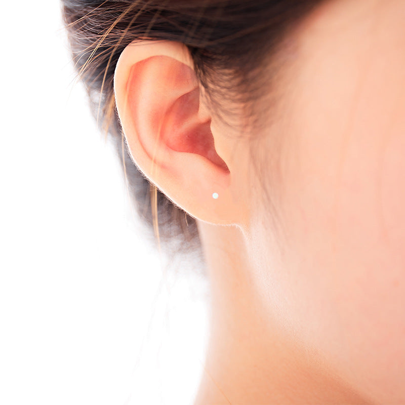 Sier Thread Auricular Needle Female Ear Bar Hole Round Stud Earrings