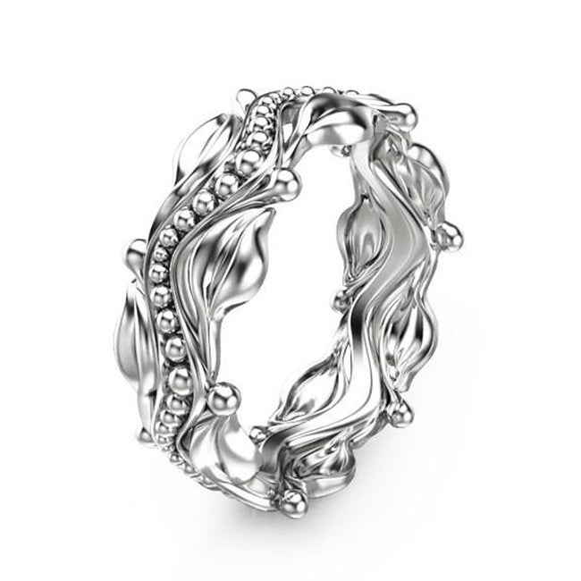 Simple Fashion Leaves Flower Electroplated Platinum Rings