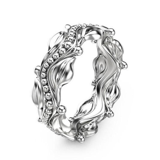 Simple Fashion Leaves Flower Electroplated Platinum Rings