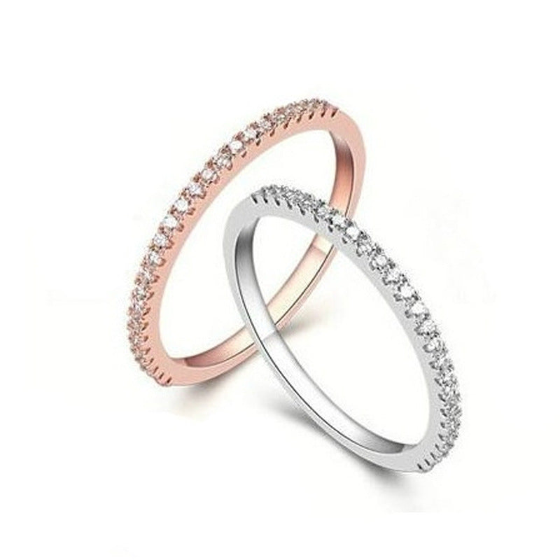 Fine Tail Female Full Rhinestone Zircon Micro Korean Ring