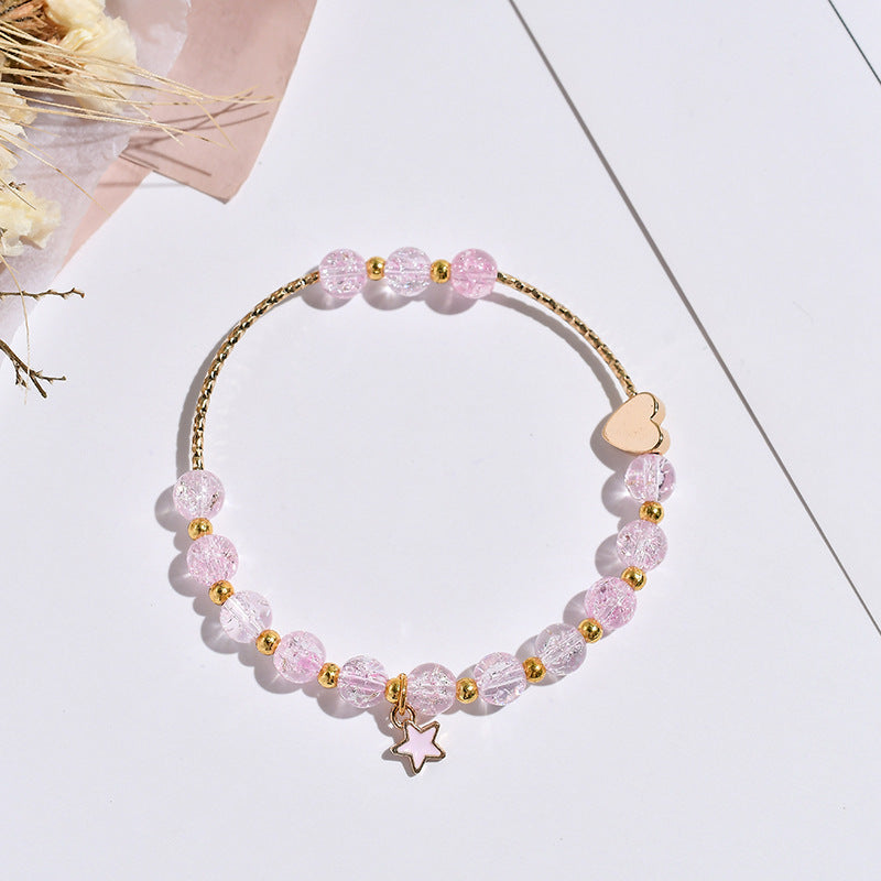 Star Hot Flower Pink Crystal Single Circle Stilvolle Armbänder